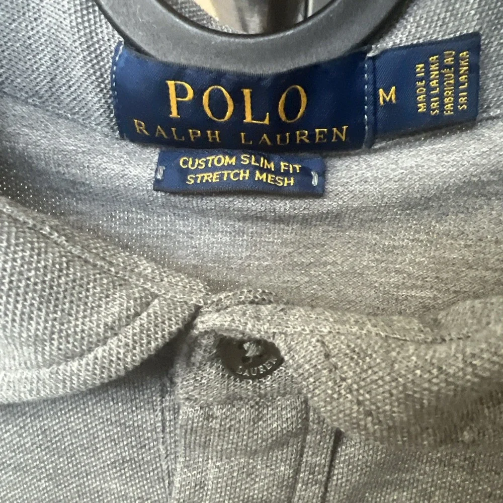 Polo Ralph Lauren Mens Gray Slim Fit Long Sleeve‎ Polo Shirt Preppy Classic